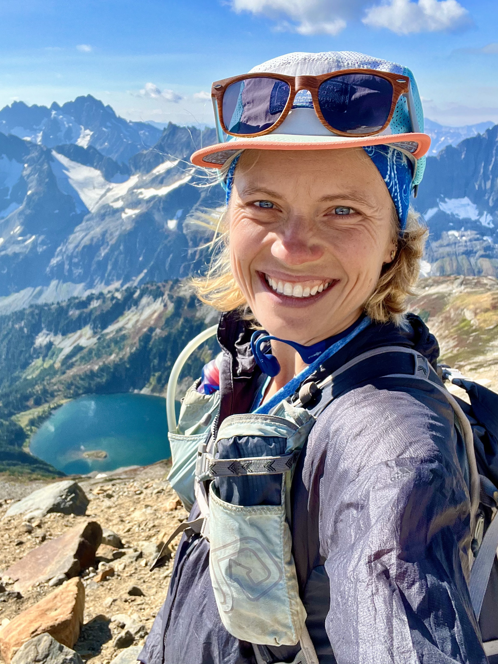 Selfie of Monika on a mountain hike